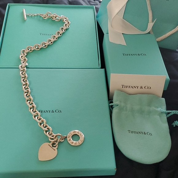 SOLD--Tiffany & Co Toggle Necklace with Heart Tag - Picture 5 of 12